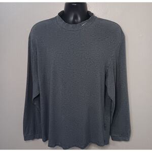 Vintage Y2K Nike Men's Large Shirt Long Sleeve Gray Mock Neck Swoosh Silver Tag
